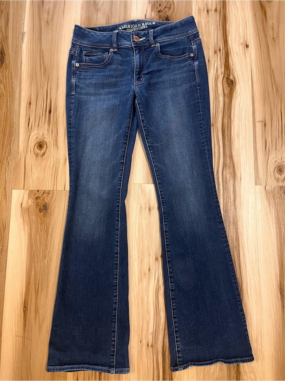 American Eagle AE Kick Boot Low Rise Stretch Jeans Size 6 Regular Dark Wash